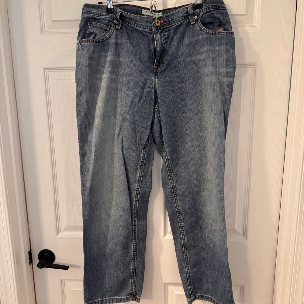 Tommy Hilfiger Jeans Women's‎ Size 14 Jeans Blue Denim Y2K Distressed 36x28.5
